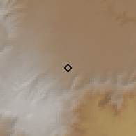 Shaded relief of the 60 km around Goba, drawn from the GMTED2010 grid