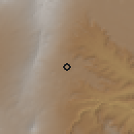 Shaded relief of the 60 km around Gobesa, drawn from the GMTED2010 grid