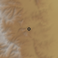Shaded relief of the 60 km around Gobiye, drawn from the GMTED2010 grid