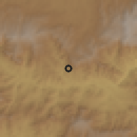 Shaded relief of the 60 km around Gojeb, drawn from the GMTED2010 grid