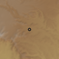 Shaded relief of the 60 km around Goro, drawn from the GMTED2010 grid