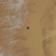 Shaded relief of the 60 km around Ālamat'a, drawn from the GMTED2010 grid