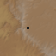 Shaded relief of the 60 km around Harato, drawn from the GMTED2010 grid