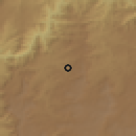 Shaded relief of the 60 km around Hinde, drawn from the GMTED2010 grid