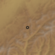 Shaded relief of the 60 km around Hīrna, drawn from the GMTED2010 grid