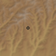 Shaded relief of the 60 km around Jaja, drawn from the GMTED2010 grid