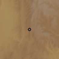 Shaded relief of the 60 km around Jeba, drawn from the GMTED2010 grid