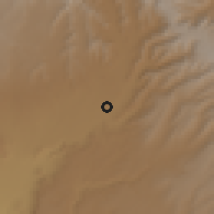 Shaded relief of the 60 km around Jiga, drawn from the GMTED2010 grid