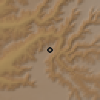 Shaded relief of the 60 km around Jihur, drawn from the GMTED2010 grid