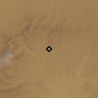 Shaded relief of the 60 km around Kake, drawn from the GMTED2010 grid