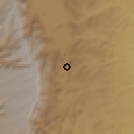 Shaded relief of the 60 km around Karakorie, drawn from the GMTED2010 grid