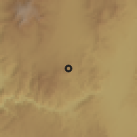 Shaded relief of the 60 km around Karati, drawn from the GMTED2010 grid
