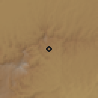 Shaded relief of the 60 km around Kebe, drawn from the GMTED2010 grid