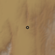 Shaded relief of the 60 km around Kele, drawn from the GMTED2010 grid