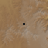 Shaded relief of the 59 km around Kisadgaba, drawn from the GMTED2010 grid