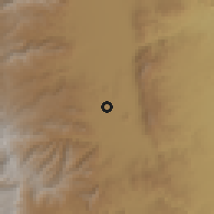 Shaded relief of the 60 km around K'obo, drawn from the GMTED2010 grid