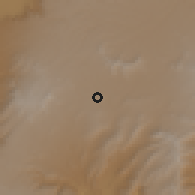 Shaded relief of the 60 km around Kokosa, drawn from the GMTED2010 grid