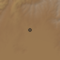 Shaded relief of the 60 km around Koladiba, drawn from the GMTED2010 grid