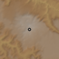 Shaded relief of the 60 km around Kora, drawn from the GMTED2010 grid
