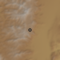 Shaded relief of the 60 km around Korem, drawn from the GMTED2010 grid