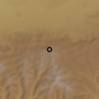 Shaded relief of the 60 km around Kulubi, drawn from the GMTED2010 grid