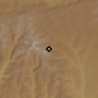 Shaded relief of the 60 km around Kurfa Chele, drawn from the GMTED2010 grid