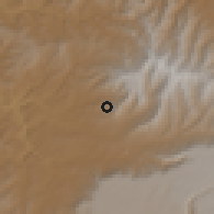 Shaded relief of the 60 km around Lalībela, drawn from the GMTED2010 grid