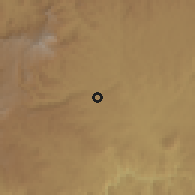 Shaded relief of the 60 km around Machara, drawn from the GMTED2010 grid
