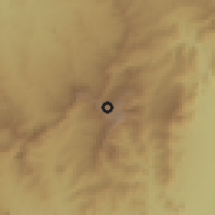 Shaded relief of the 60 km around Maji, drawn from the GMTED2010 grid