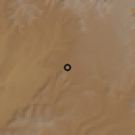 Shaded relief of the 59 km around Megab, drawn from the GMTED2010 grid