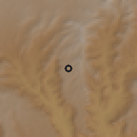 Shaded relief of the 60 km around Mejo, drawn from the GMTED2010 grid
