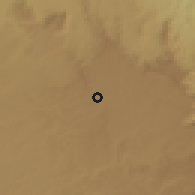 Shaded relief of the 60 km around Mendī, drawn from the GMTED2010 grid