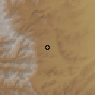 Shaded relief of the 60 km around Mersa, drawn from the GMTED2010 grid