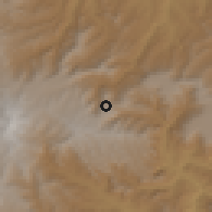 Shaded relief of the 60 km around Amba Mariam, drawn from the GMTED2010 grid