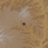 Shaded relief of the 60 km around Merto Lemariam, drawn from the GMTED2010 grid