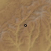 Shaded relief of the 60 km around Mesela, drawn from the GMTED2010 grid
