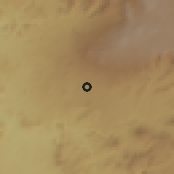Shaded relief of the 60 km around Meti, drawn from the GMTED2010 grid