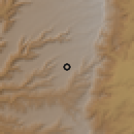 Shaded relief of the 60 km around Molale, drawn from the GMTED2010 grid