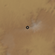 Shaded relief of the 60 km around Mote, drawn from the GMTED2010 grid