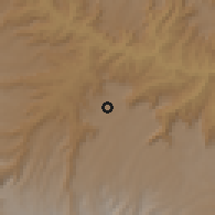 Shaded relief of the 60 km around Mott'a, drawn from the GMTED2010 grid