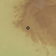 Shaded relief of the 60 km around Mugi, drawn from the GMTED2010 grid