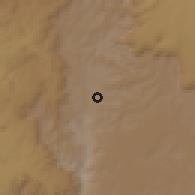 Shaded relief of the 60 km around Obora, drawn from the GMTED2010 grid