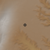 Shaded relief of the 60 km around Robē, drawn from the GMTED2010 grid