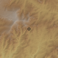 Shaded relief of the 60 km around Ameya, drawn from the GMTED2010 grid
