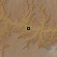 Shaded relief of the 60 km around Sede, drawn from the GMTED2010 grid