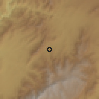 Shaded relief of the 60 km around Selamber, drawn from the GMTED2010 grid