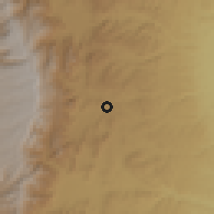 Shaded relief of the 60 km around Senbete, drawn from the GMTED2010 grid