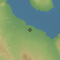Shaded relief of the 60 km around Seraba, drawn from the GMTED2010 grid