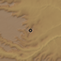 Shaded relief of the 60 km around Seru, drawn from the GMTED2010 grid