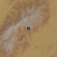 Shaded relief of the 60 km around Shama, drawn from the GMTED2010 grid